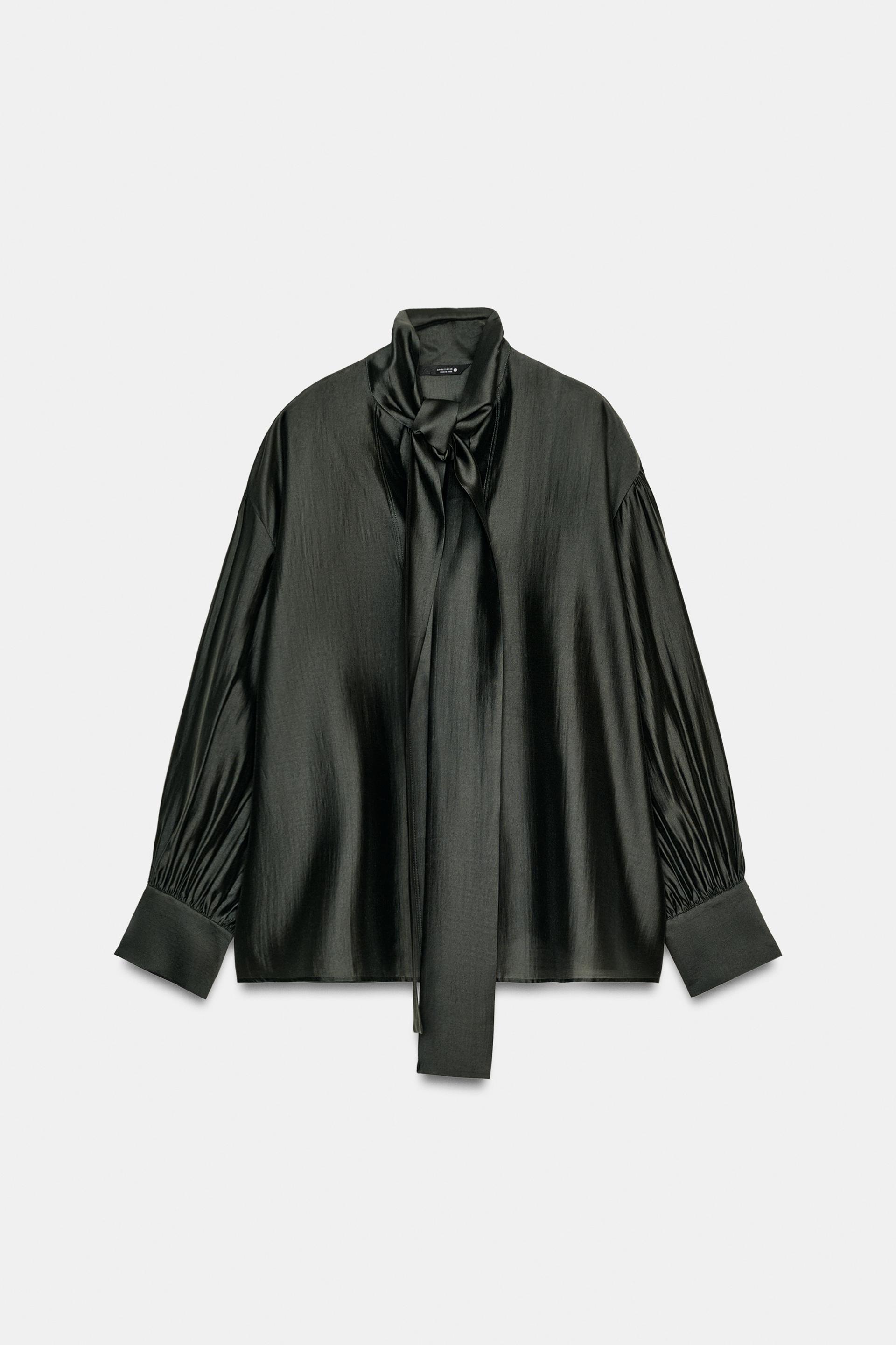ZW COLLECTION SATIN EFFECT TIE SHIRT by ZARA