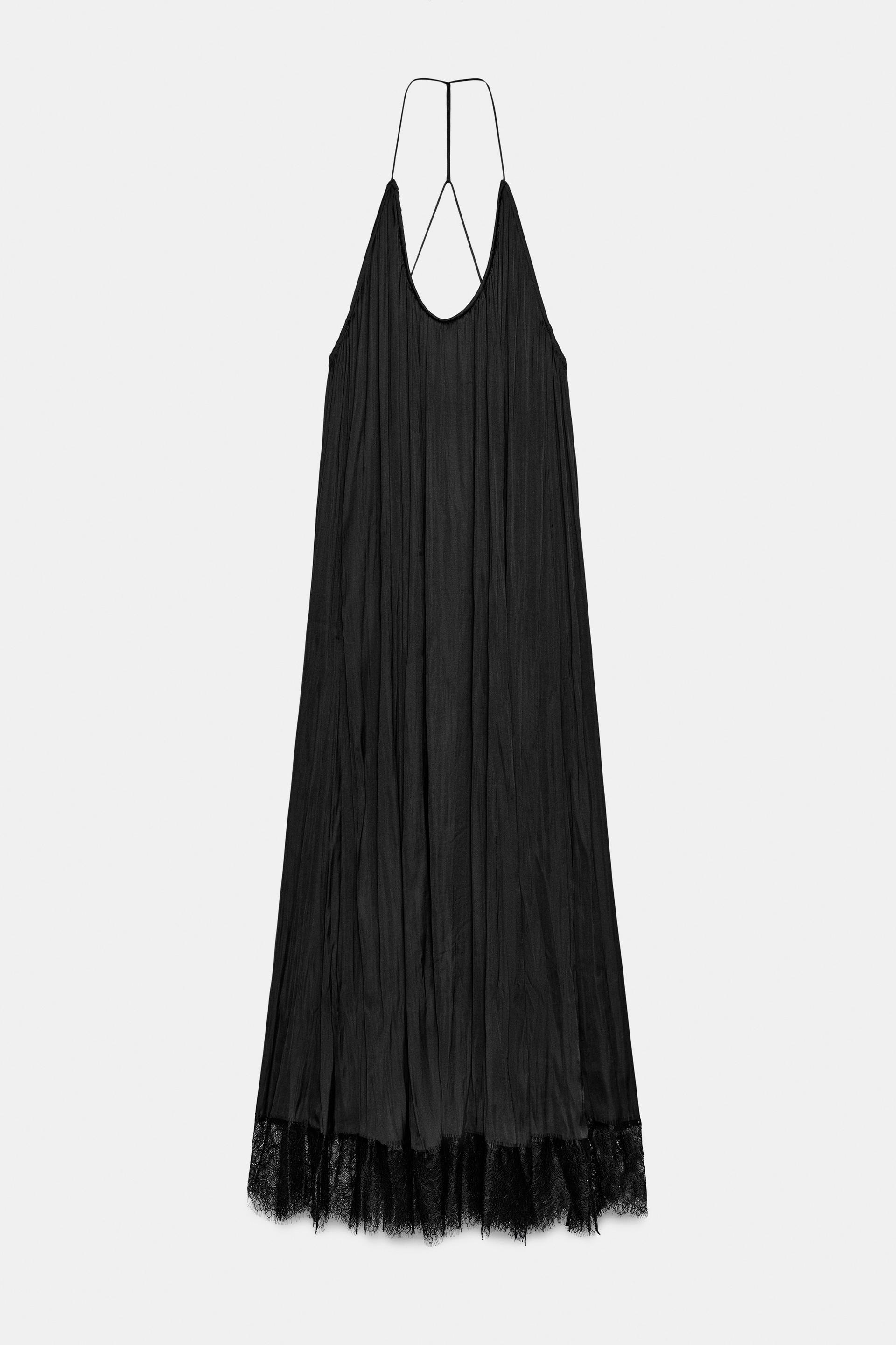 ZW COLLECTION SATIN LACE HALTER DRESS by ZARA
