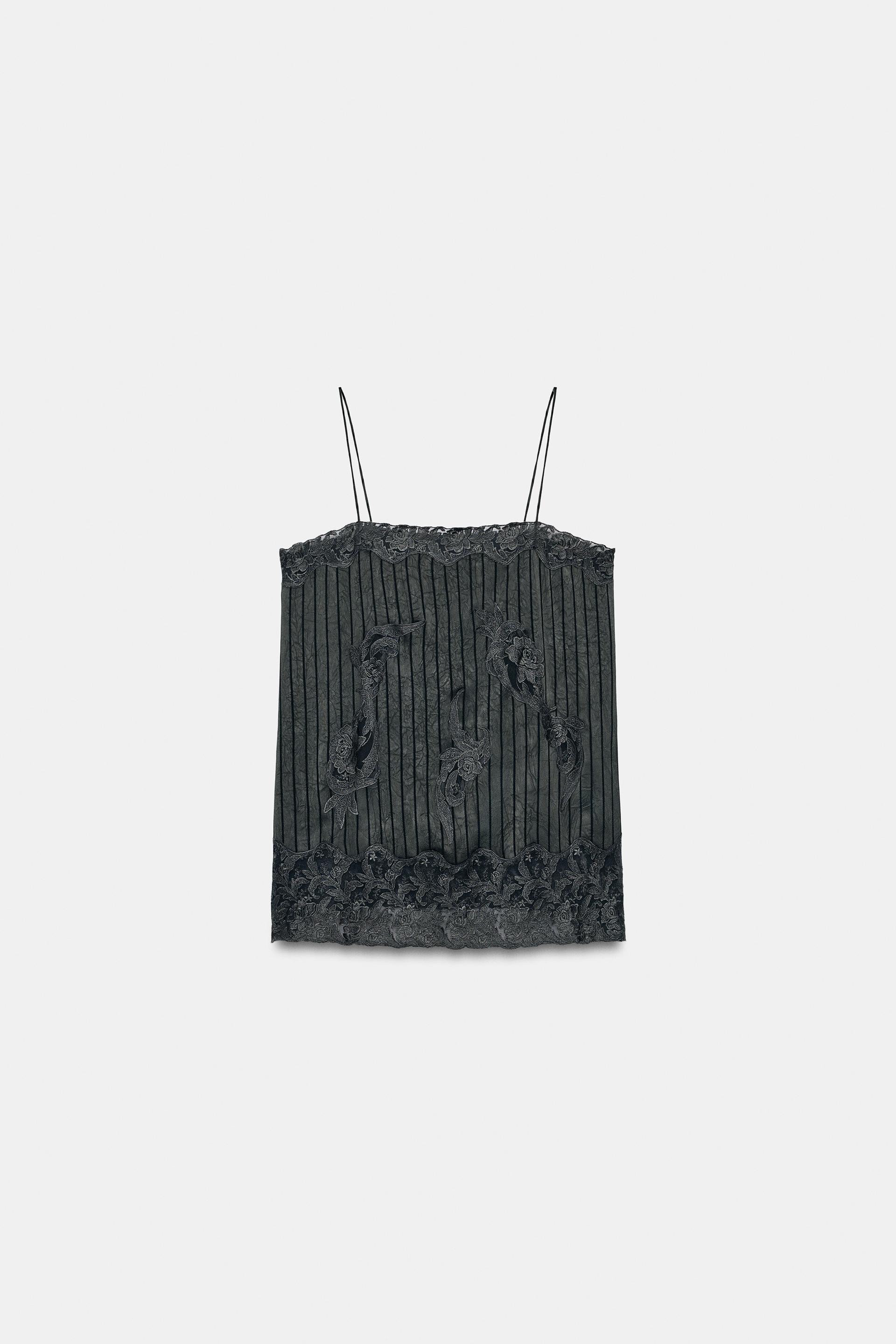 ZW COLLECTION SATIN LACE TOP by ZARA