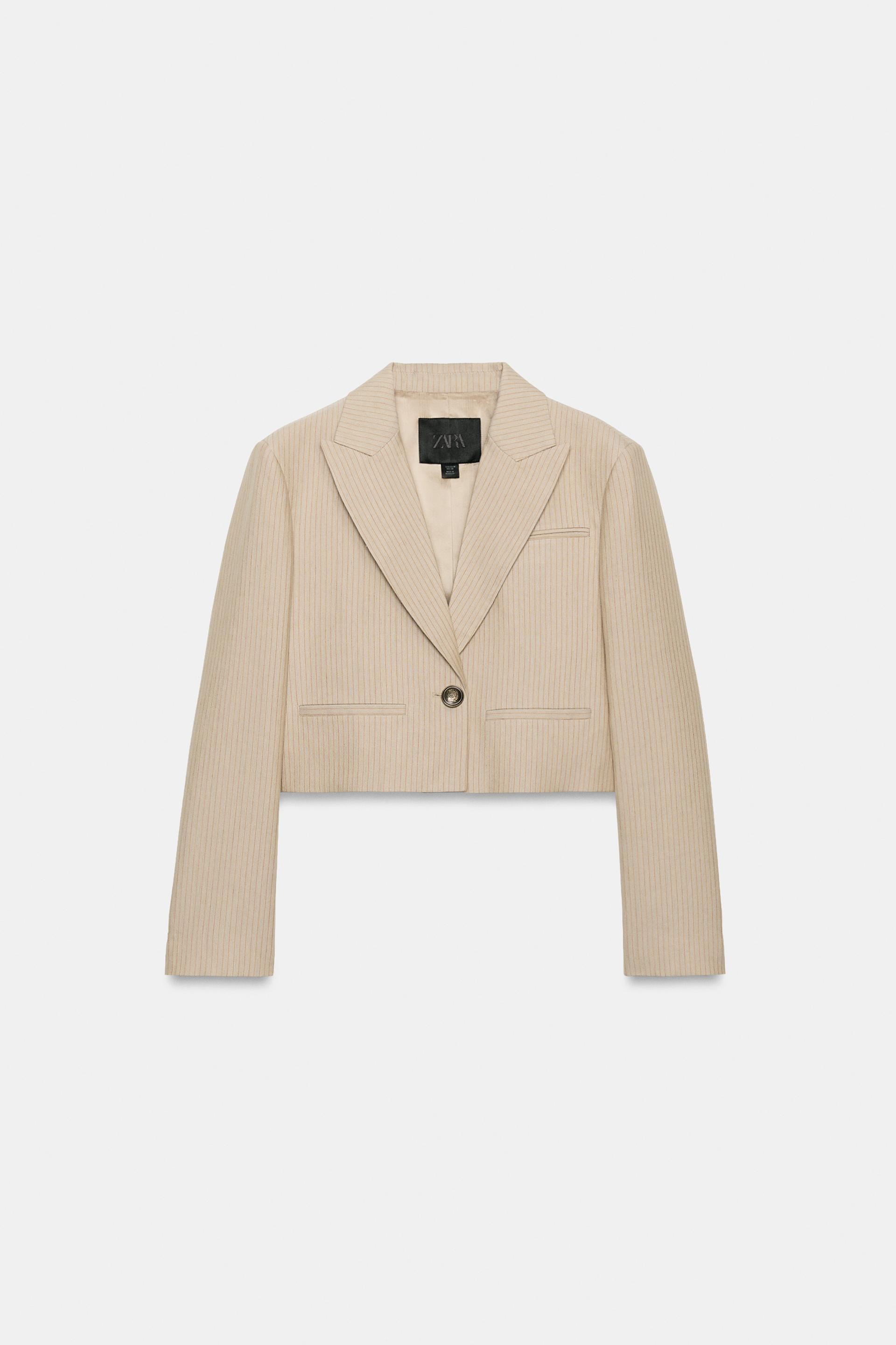 ZW COLLECTION STRIPED CROPPED BLAZER by ZARA