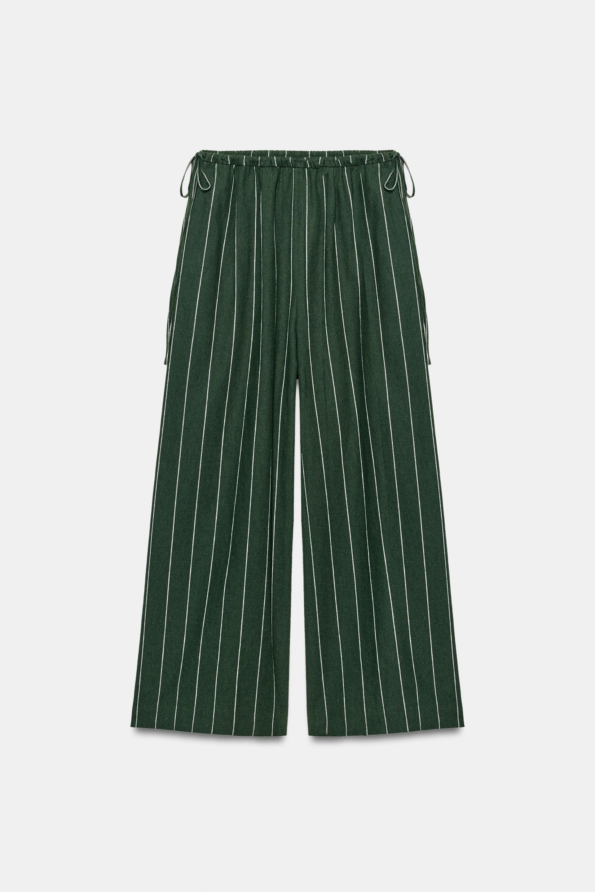 ZW COLLECTION STRIPED LINEN PANTS by ZARA