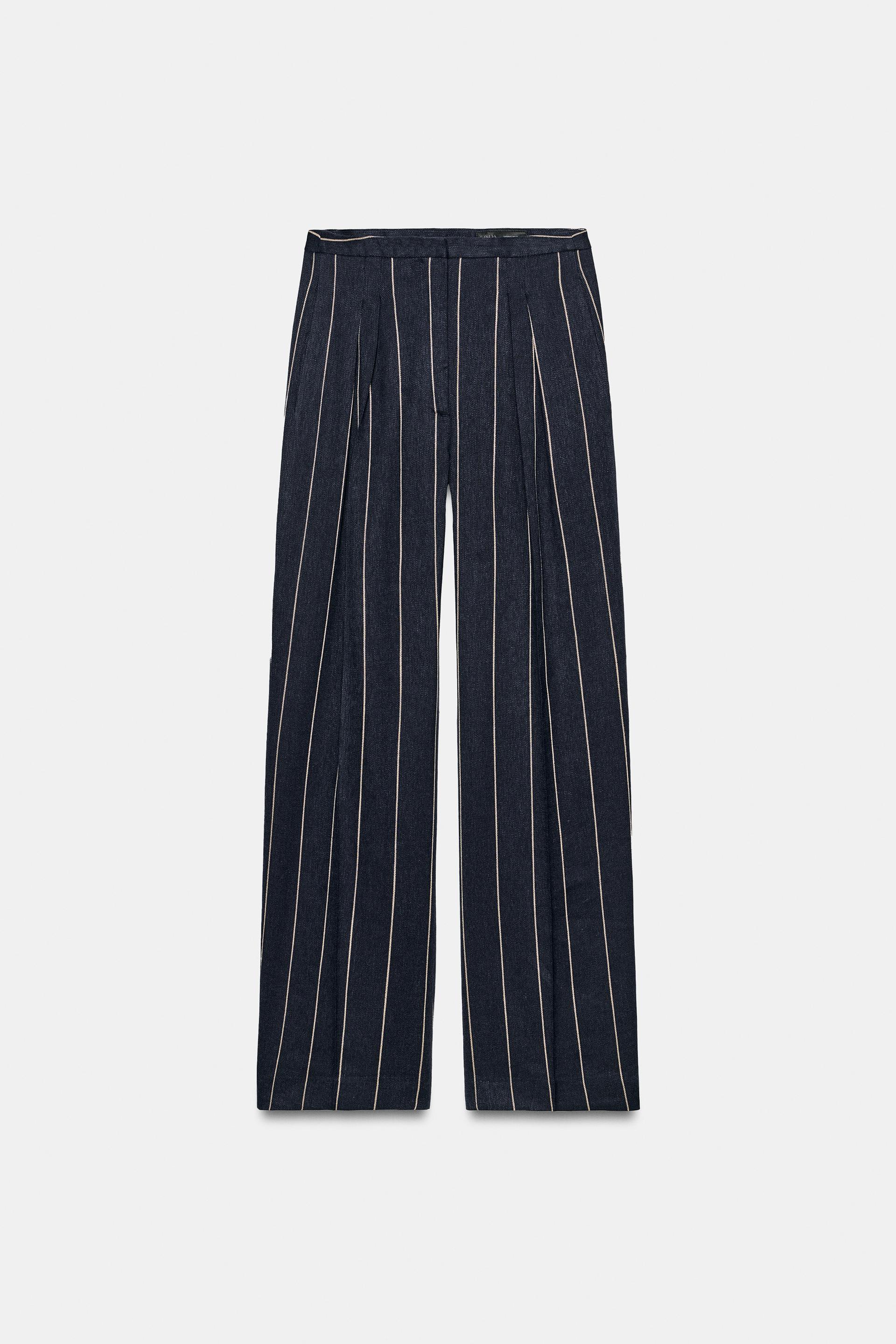 ZW COLLECTION STRIPED LINEN PANTS by ZARA