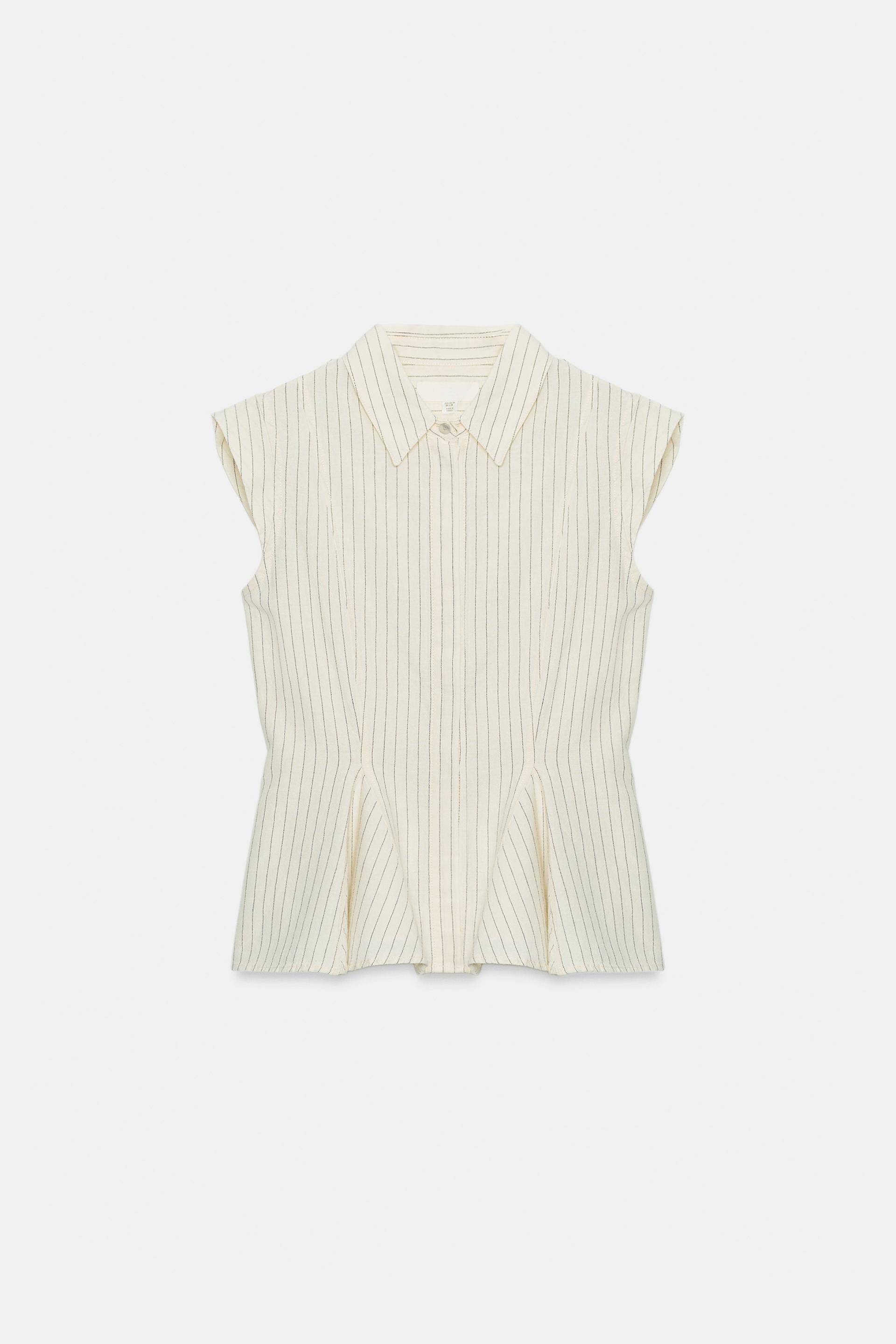 ZW COLLECTION STRIPED PEPLUM SHIRT by ZARA