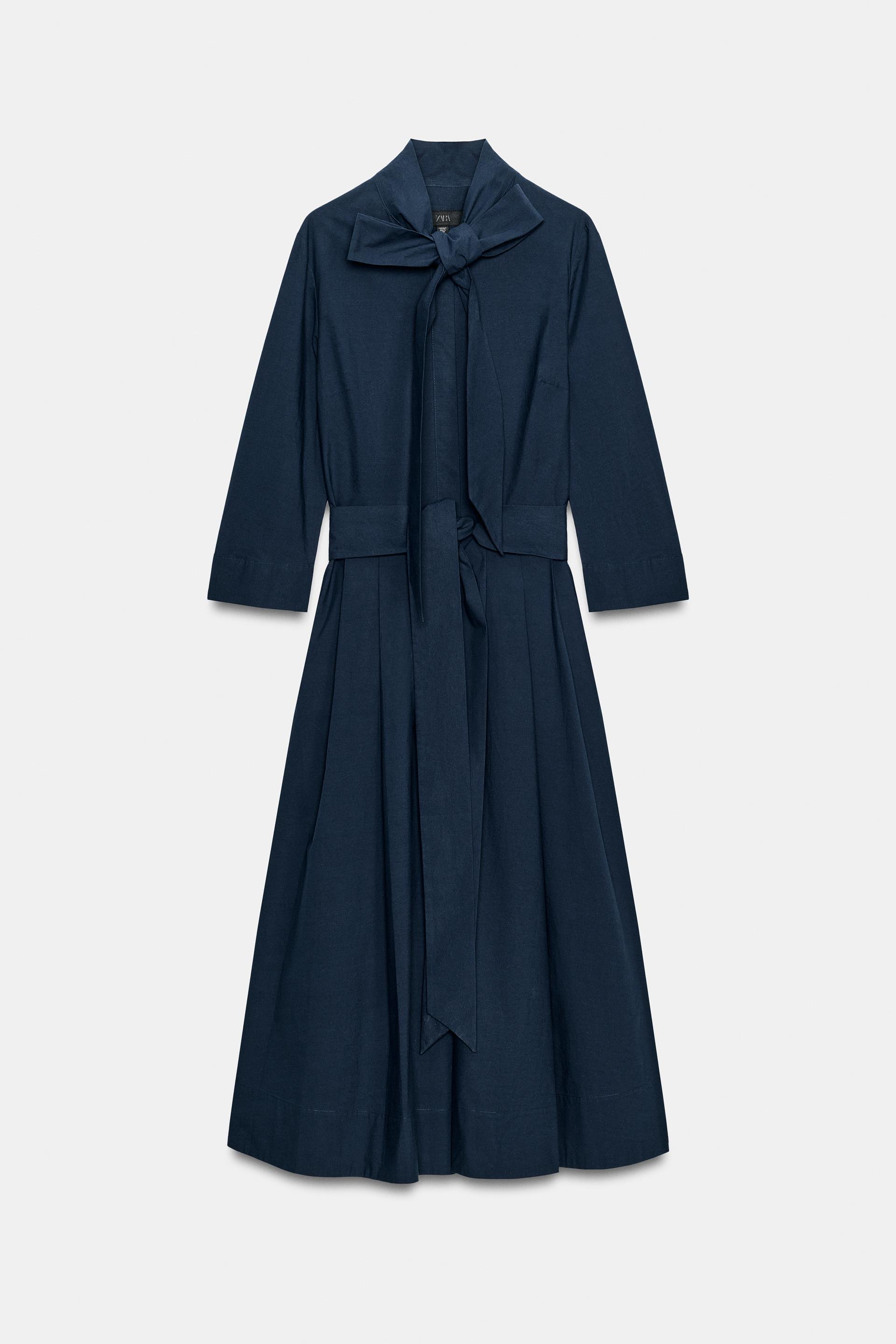 ZW COLLECTION TIED POPLIN DRESS by ZARA