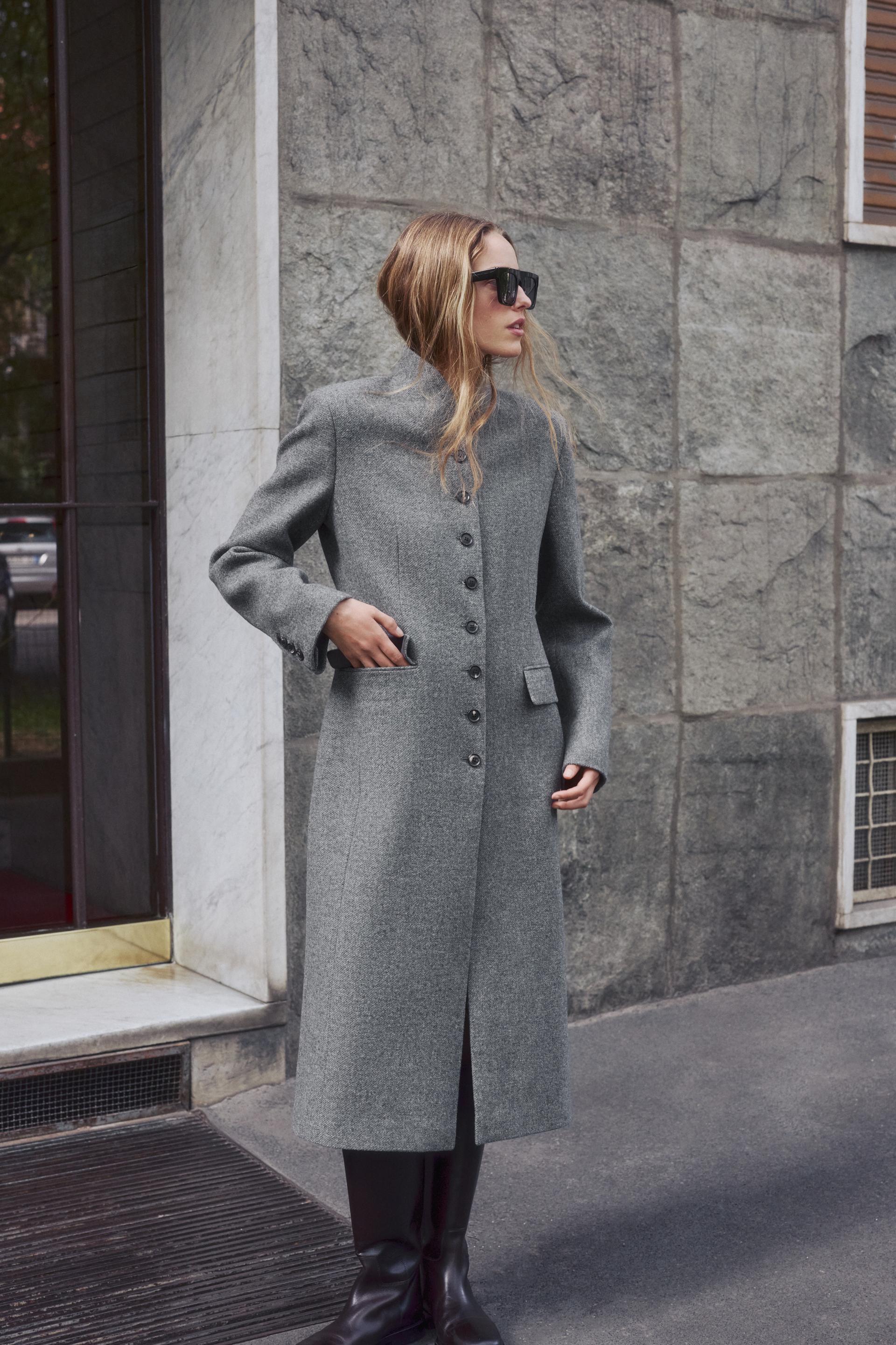 ZW COLLECTION WOOL BUTTON COAT by ZARA