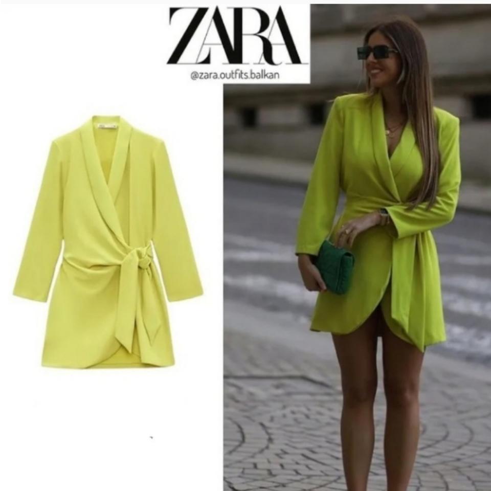 neon green zara dress PERFORATED GOWN main image 0