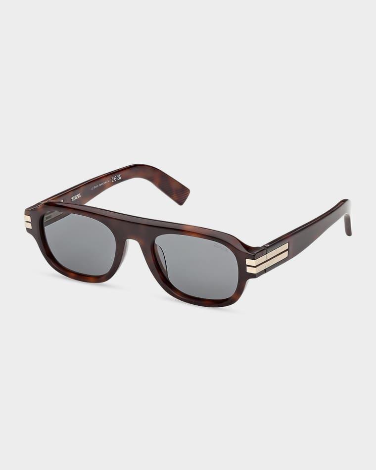 52mm Acetate Round Sunglasses by ZEGNA