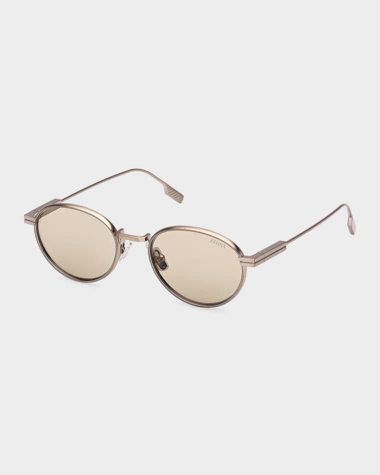 52mm Acetate & Metal Round Sunglasses by ZEGNA