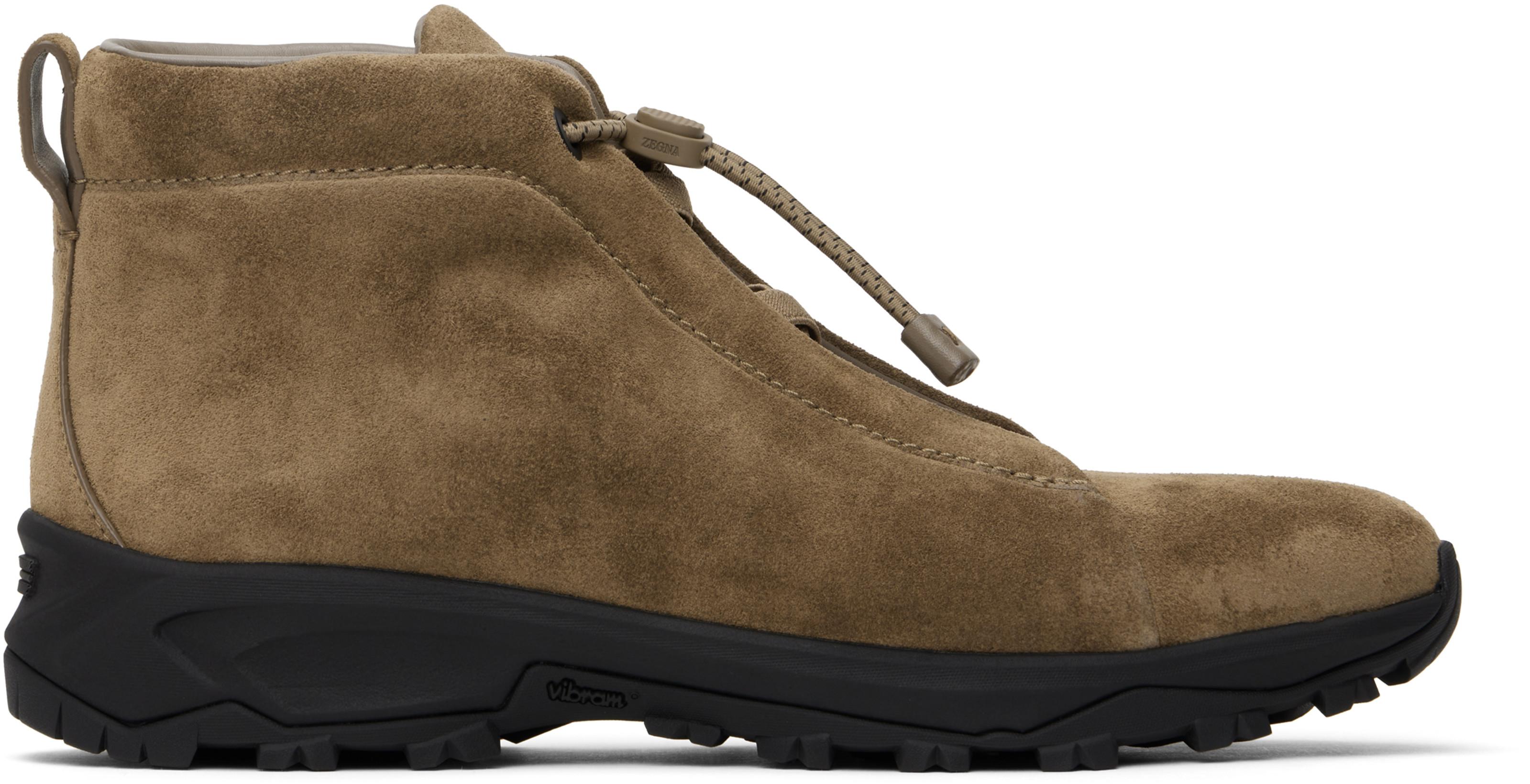 Beige Triple Stitch Vetta High-Top Sneakers by ZEGNA