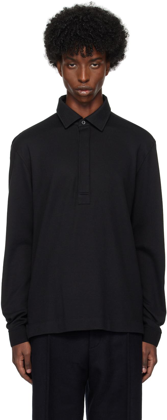 Black Long-Sleeve Polo by ZEGNA