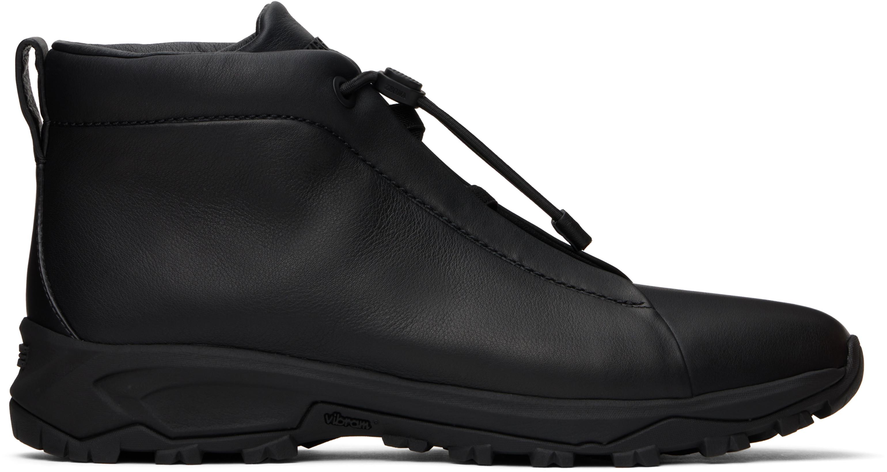 Black Triple Stitch High-Top Sneakers by ZEGNA