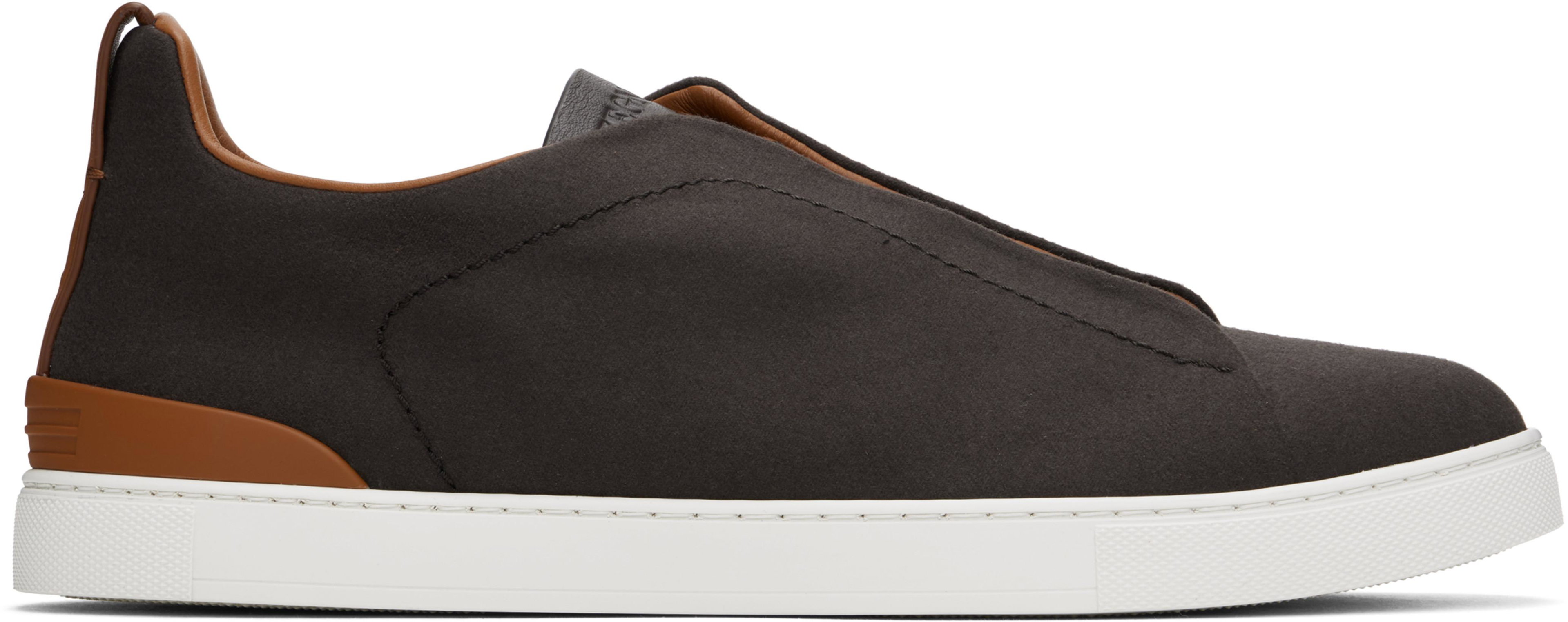 Brown #UseTheExisting Triple Stitch Sneakers by ZEGNA