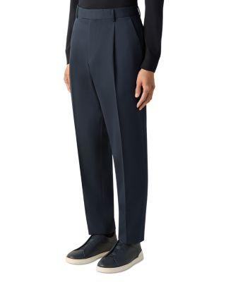 Cotton & Wool Pleated Fit Pants by ZEGNA