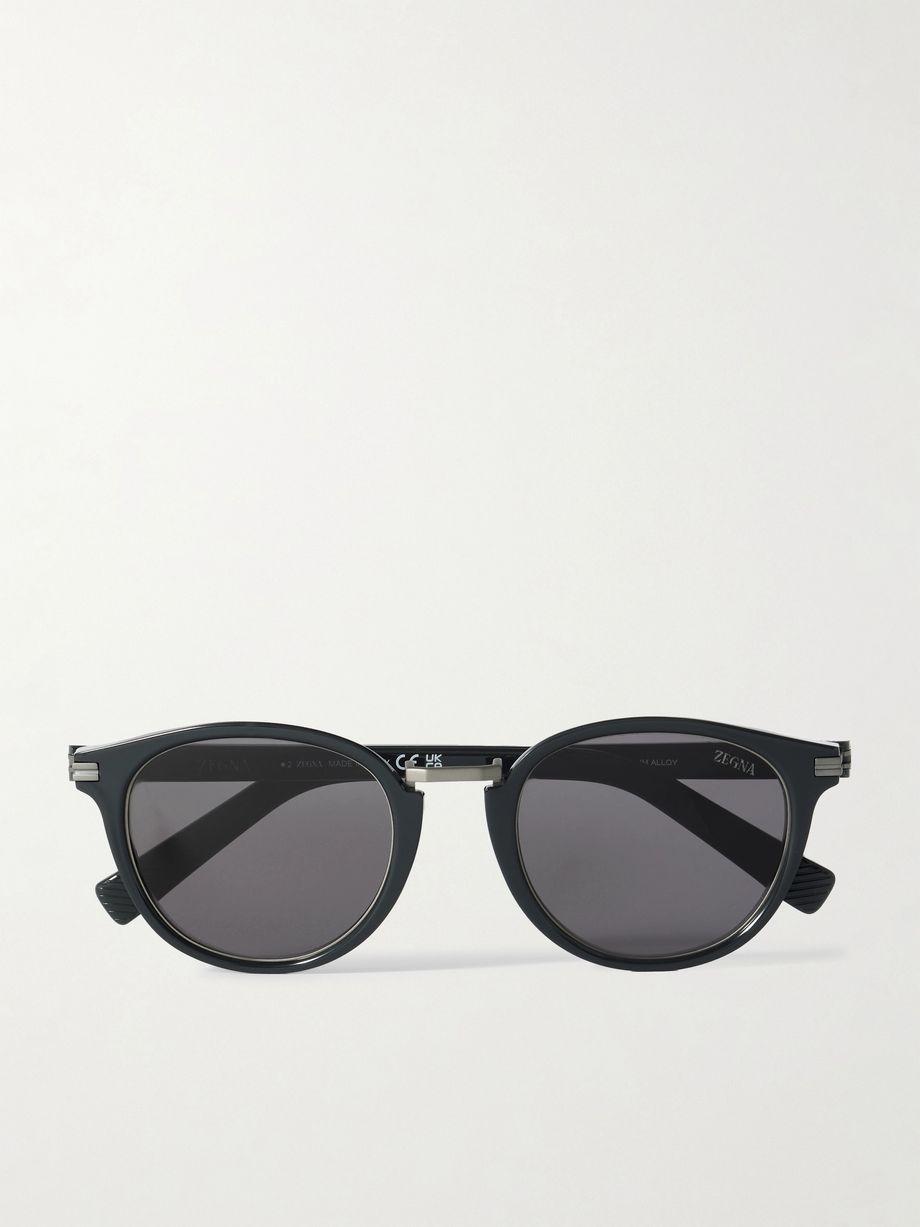 Round-Frame Acetate and Gunmetal-Tone Sunglasses by ZEGNA EYEWEAR