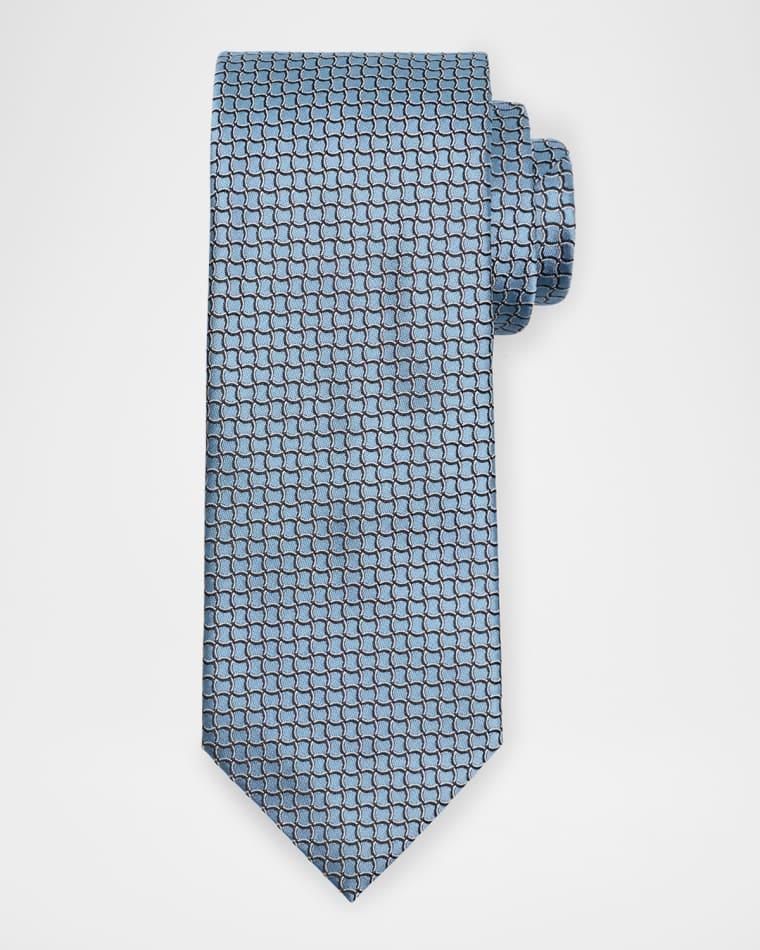 Men's Geometric Net Jacquard Silk Tie by ZEGNA