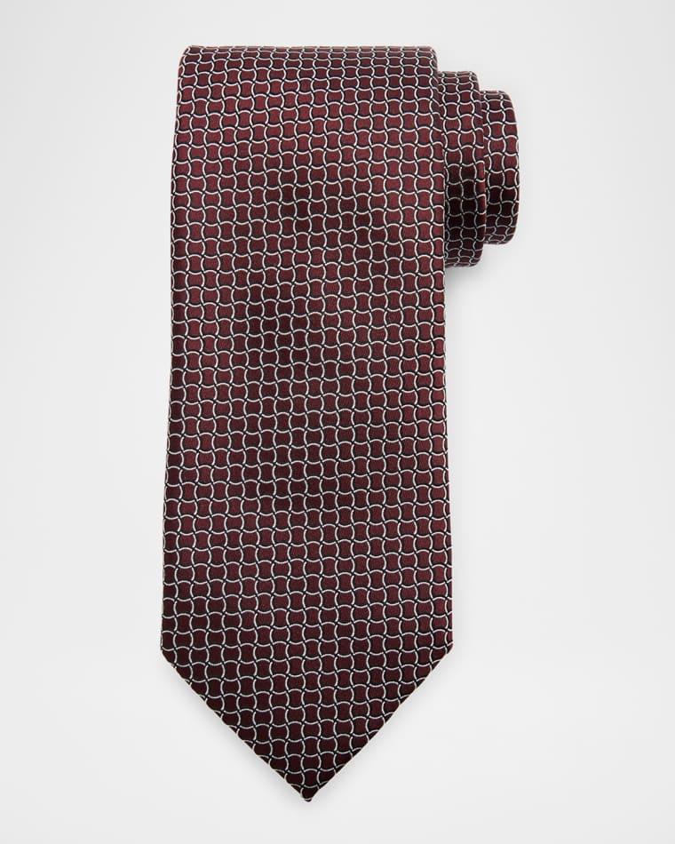 Men's Geometric Net Jacquard Silk Tie by ZEGNA