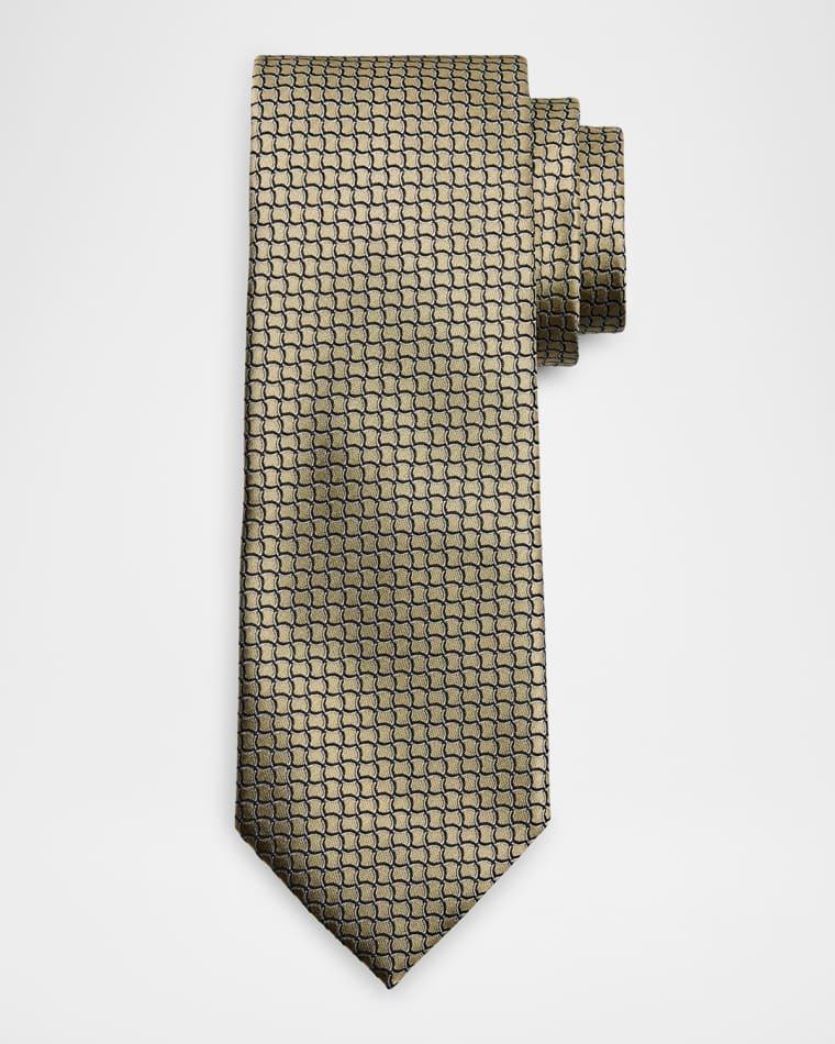 Men's Geometric Net Silk Tie by ZEGNA