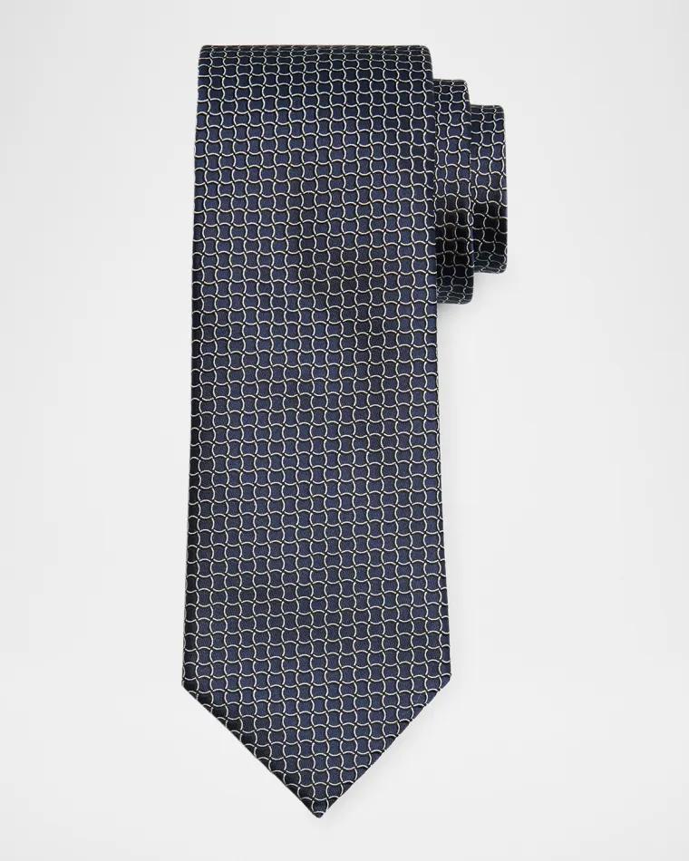 Men's Geometric Net Silk Tie by ZEGNA