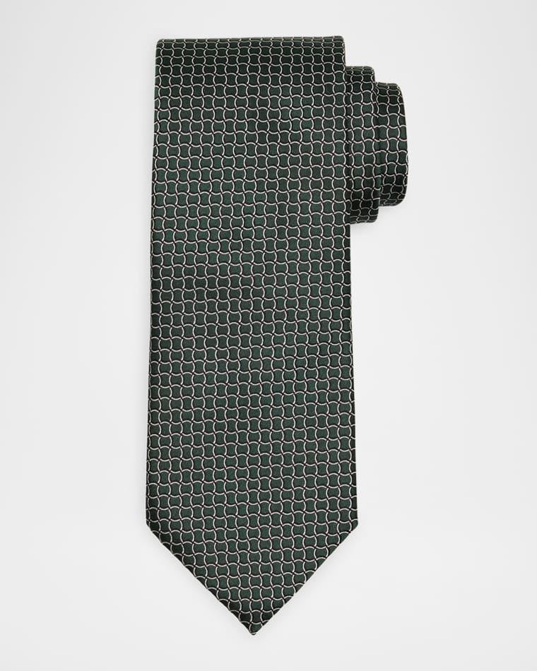 Men's Geometric Net Silk Tie by ZEGNA