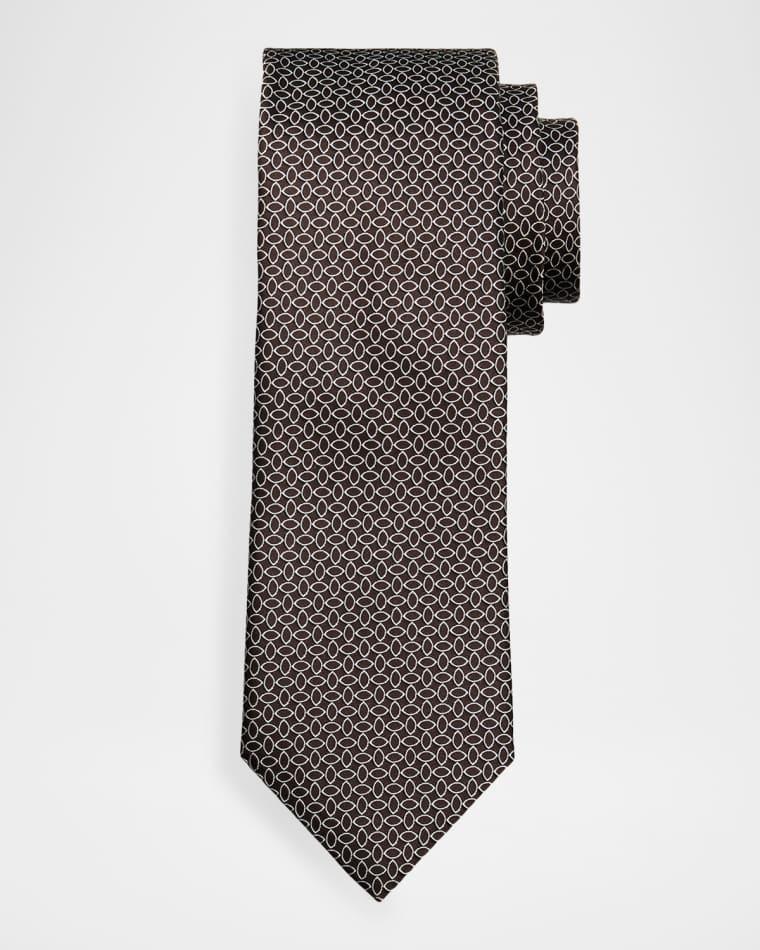 Men's Geometric Oval Silk Jacquard Tie by ZEGNA