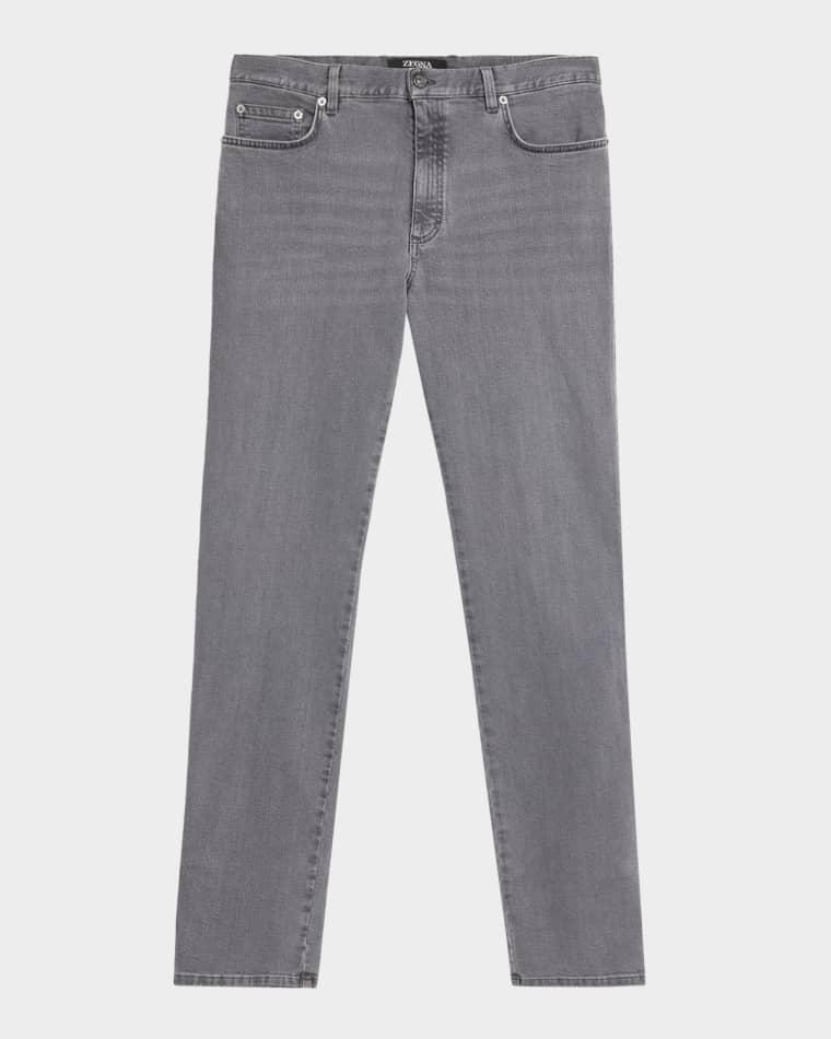 Men's Grey Denim Slim-Straight Leg Jeans by ZEGNA