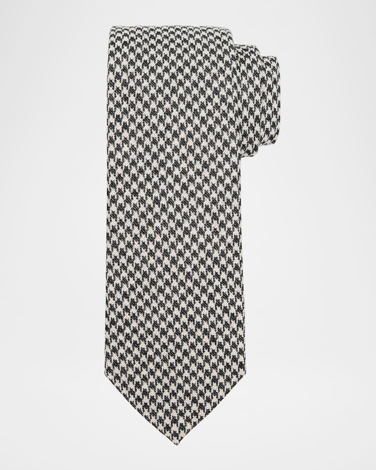 Men's Houndstooth Wool and Silk Tie by ZEGNA