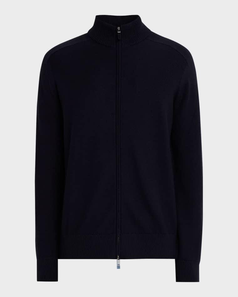 Men's Melange Cashseta Full-Zip Sweater by ZEGNA