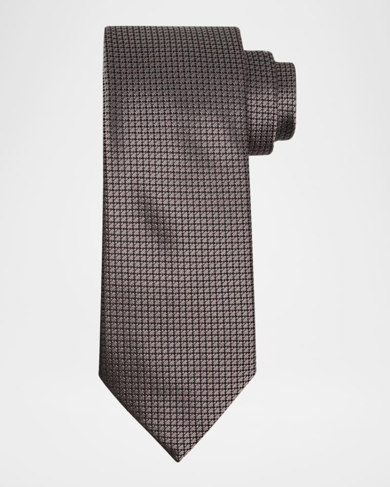 Men's Neat Micro-Jacquard Silk Tie by ZEGNA