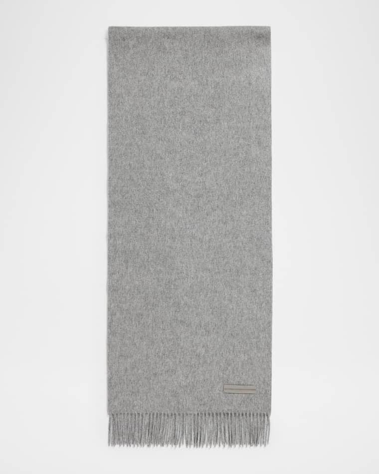 Men's Oasi Cashmere Scarf with Leather Brand Mark by ZEGNA