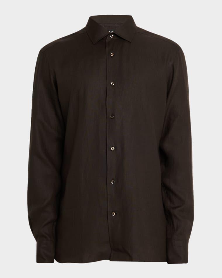 Men's Oasi Lino Classic Fit Button-Down Shirt by ZEGNA