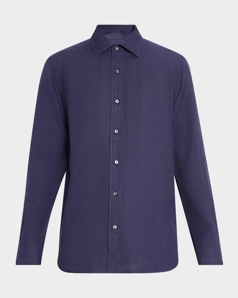 Men's Oasi Lino Linen Button-Down Shirt by ZEGNA