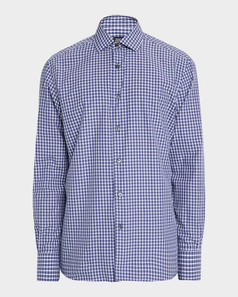 Men's Petite Check Cotton Button-Down Shirt by ZEGNA