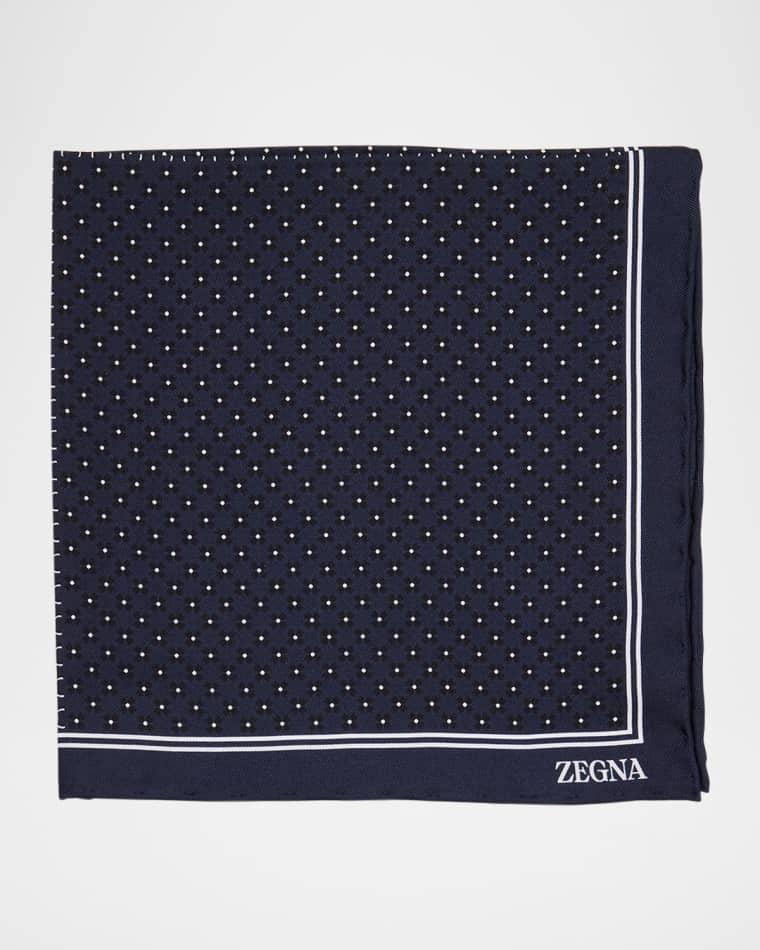Men's Petite Geometric Floral Silk Pocket Square by ZEGNA