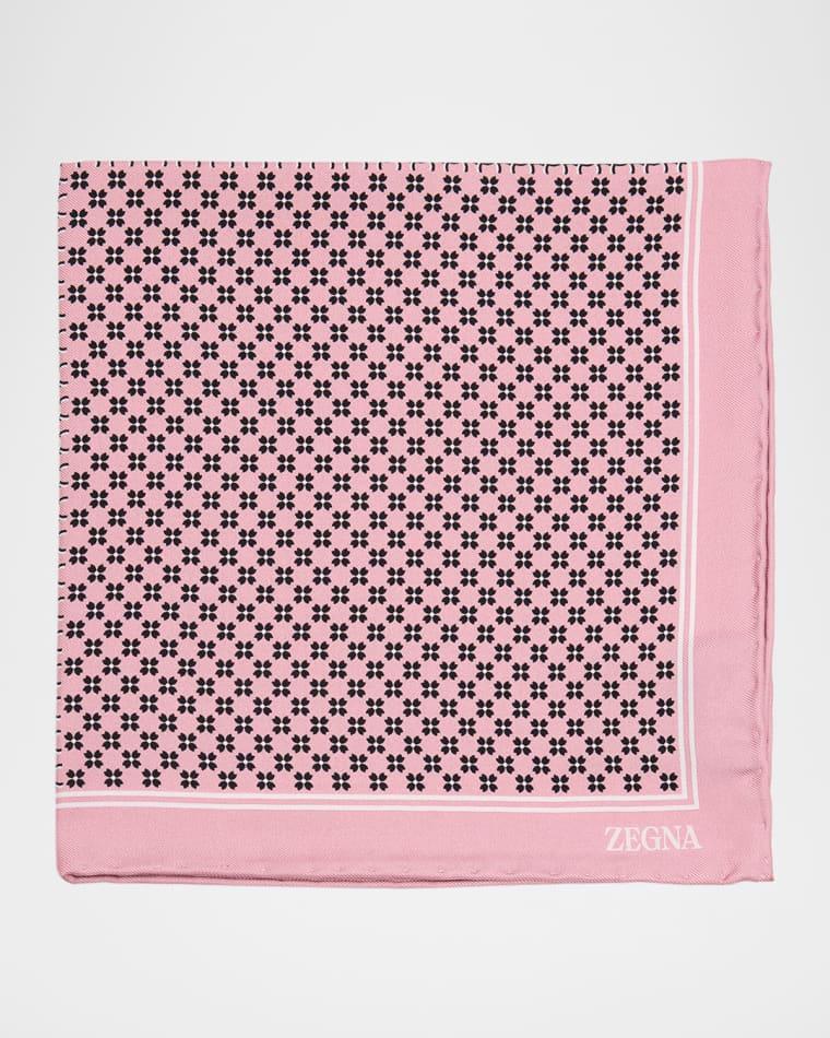 Men's Petite Geometric Floral Silk Pocket Square by ZEGNA