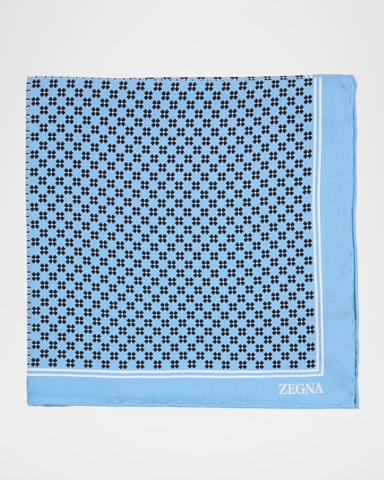 Men's Petite Geometric Floral Silk Pocket Square by ZEGNA
