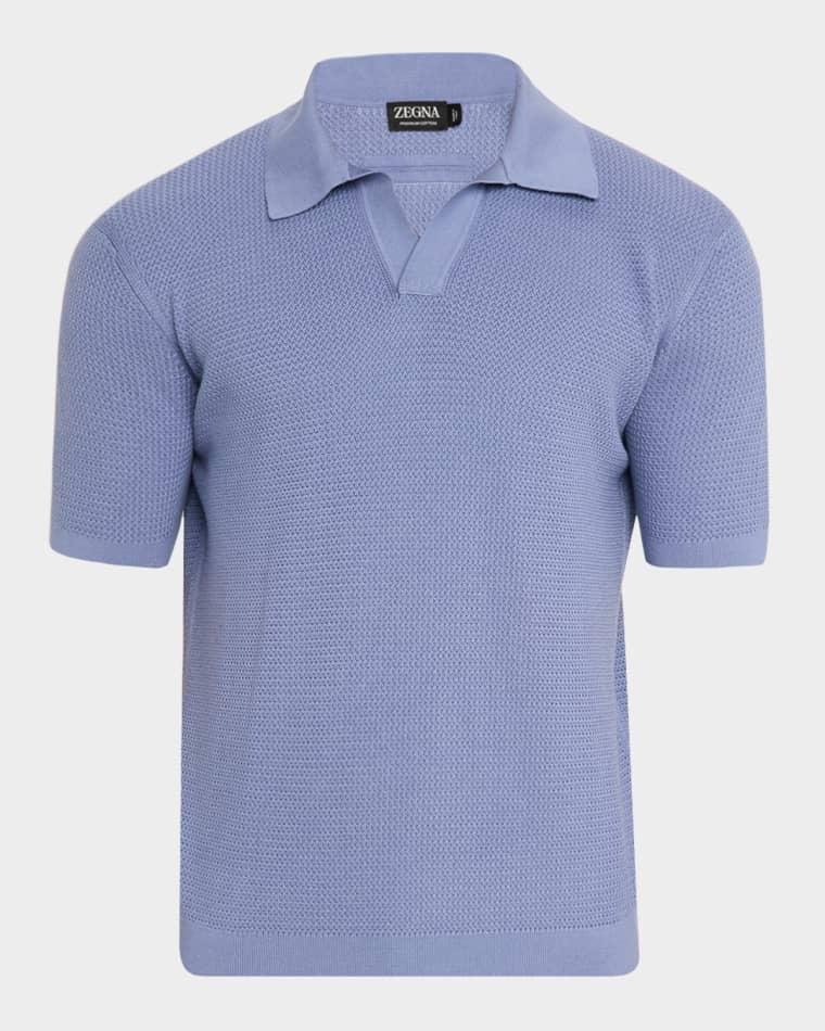 Men's Premium Cotton Knit Johnny-Collar Polo Shirt by ZEGNA