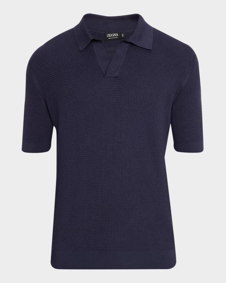 Men's Premium Cotton Knit Johnny-Collar Polo Shirt by ZEGNA