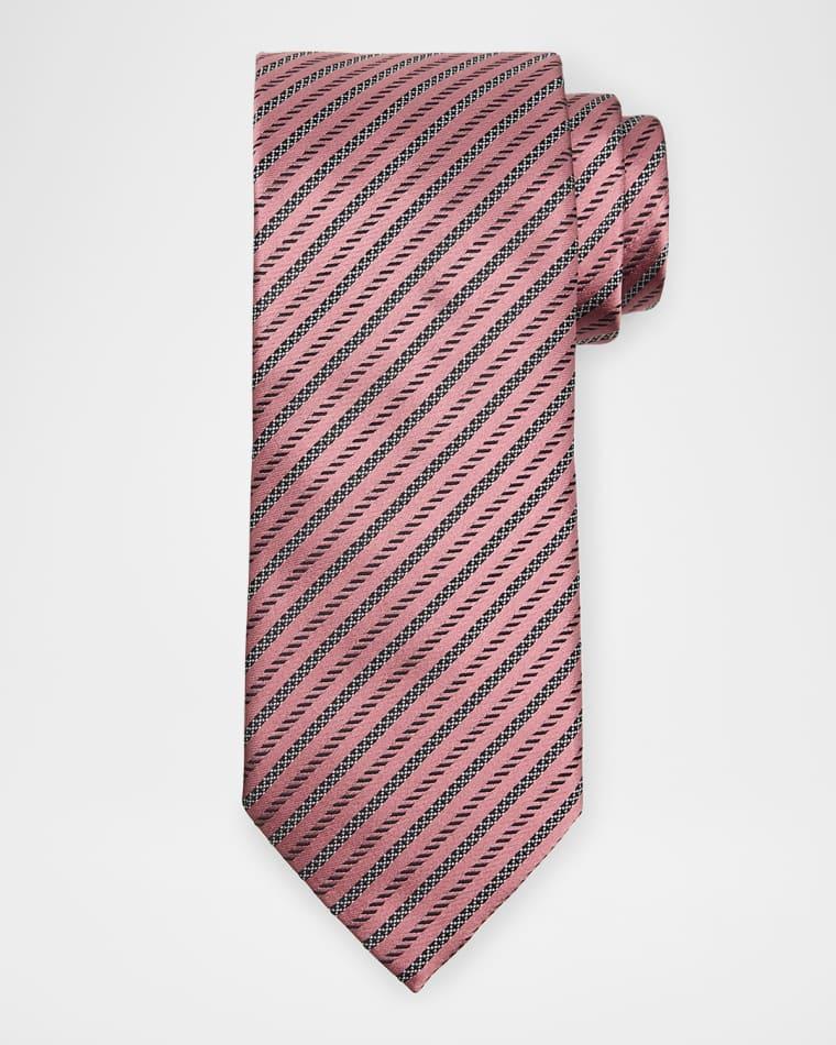 Men's Satin Diagonal Stripe Silk Tie by ZEGNA