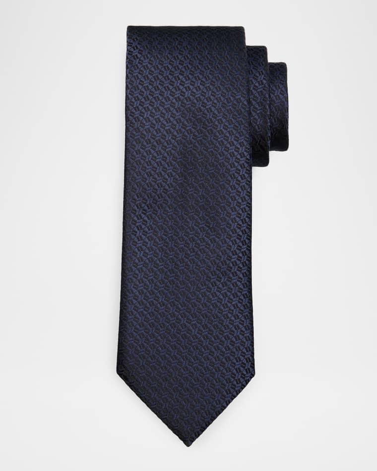 Men's Tonal Geometric Jacquard Silk Tie by ZEGNA