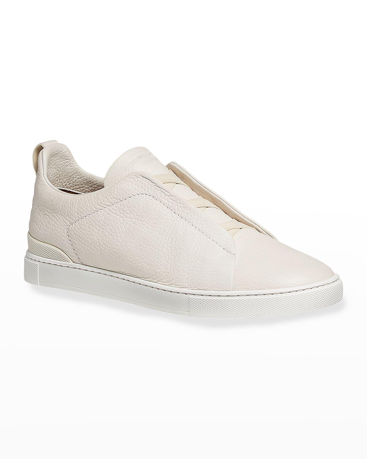 Men's Triple Stitch Deerskin Leather Sneakers by ZEGNA