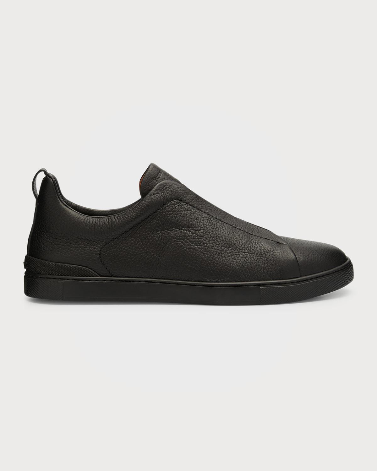 Men's Triple Stitch Deerskin Leather Sneakers by ZEGNA