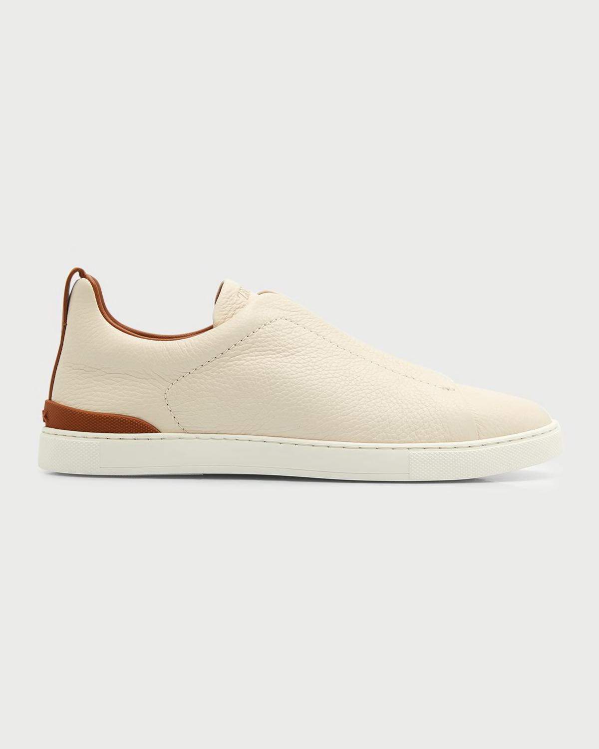 Men's Triple Stitch Deerskin Leather Sneakers by ZEGNA