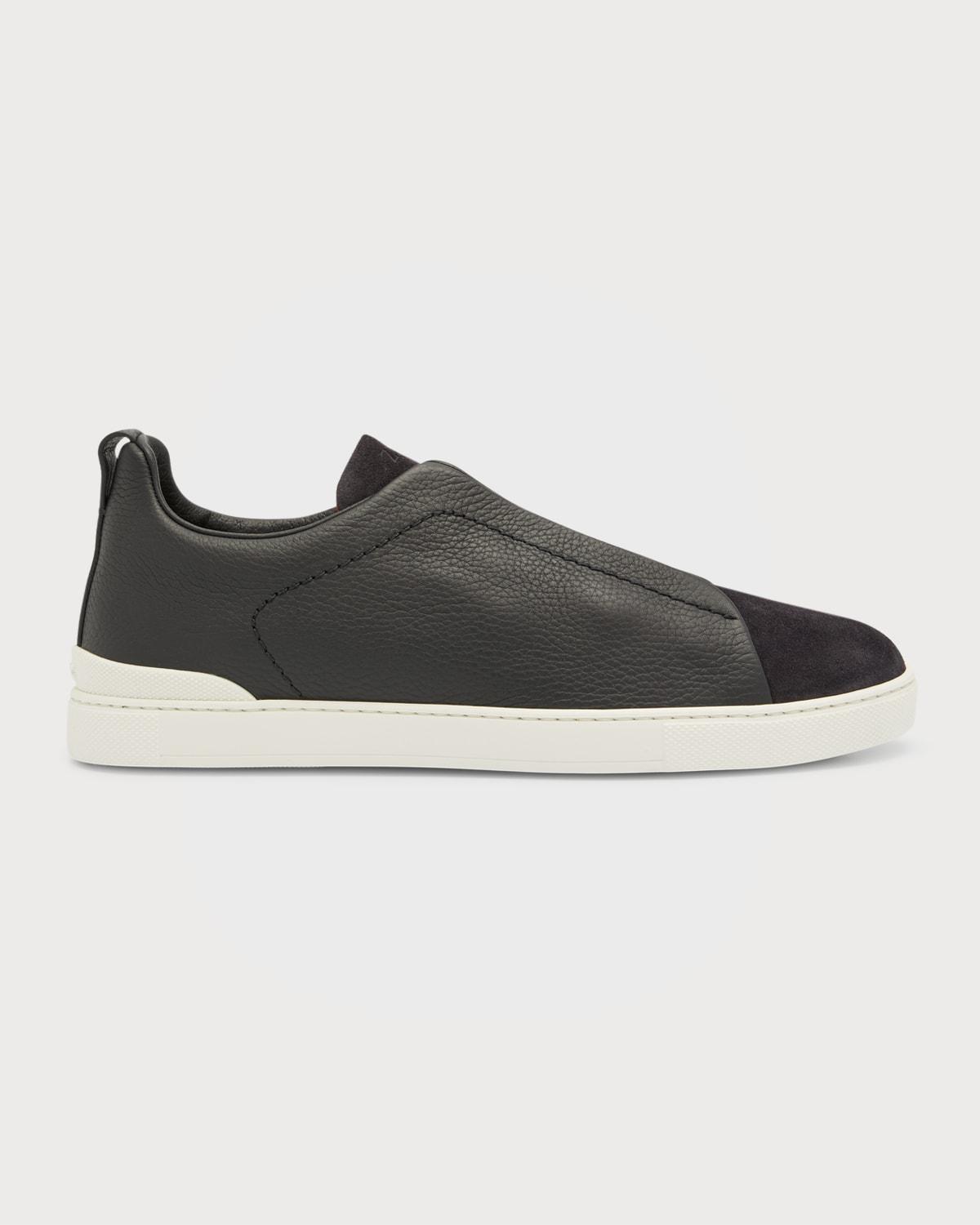 Men's Triple Stitch Leather and Suede Sneakers by ZEGNA