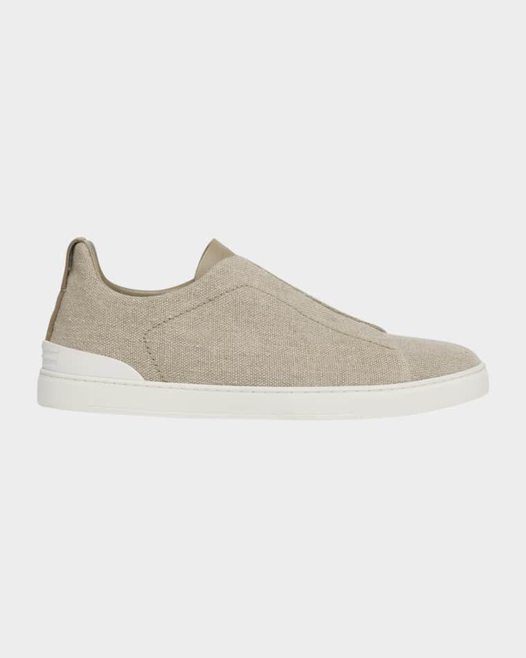 Men's Triple Stitch Linen Slip-On Sneakers by ZEGNA