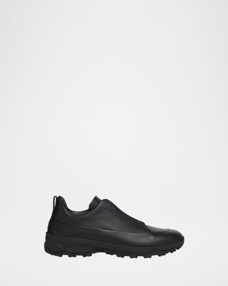 Men's Triple Stitch™ Monte Grained Leather Slip-On Sneakers by ZEGNA