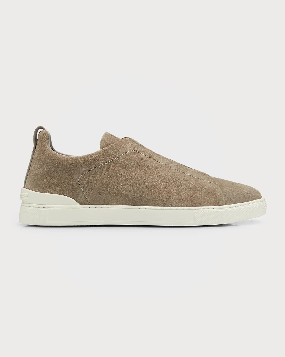 Men's Triple Stitch Suede Sneakers by ZEGNA