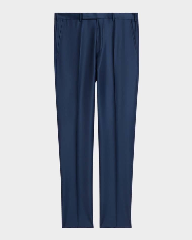 Men's Trofeo Wool Slim Flat-Front Pants by ZEGNA