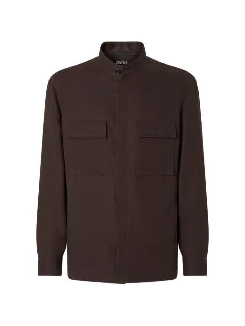 Oasi Lino mandarin-collar overshirt by ZEGNA