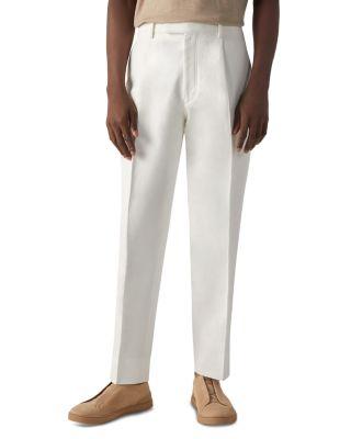 Pleated Fit Cotton and Linen Pants by ZEGNA
