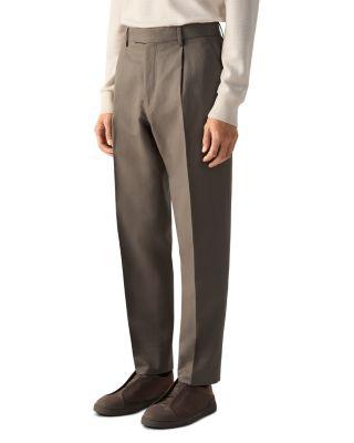 Pleated Fit Cotton and Linen Pants by ZEGNA